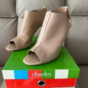 Charles by Charles David Nude Peep-Toe Heeled Boots